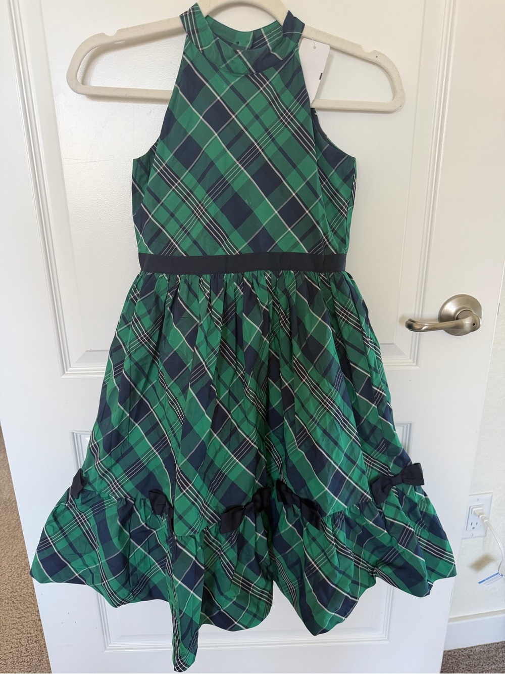 Janie and Jack Green and Navy Plaid Halter Dress